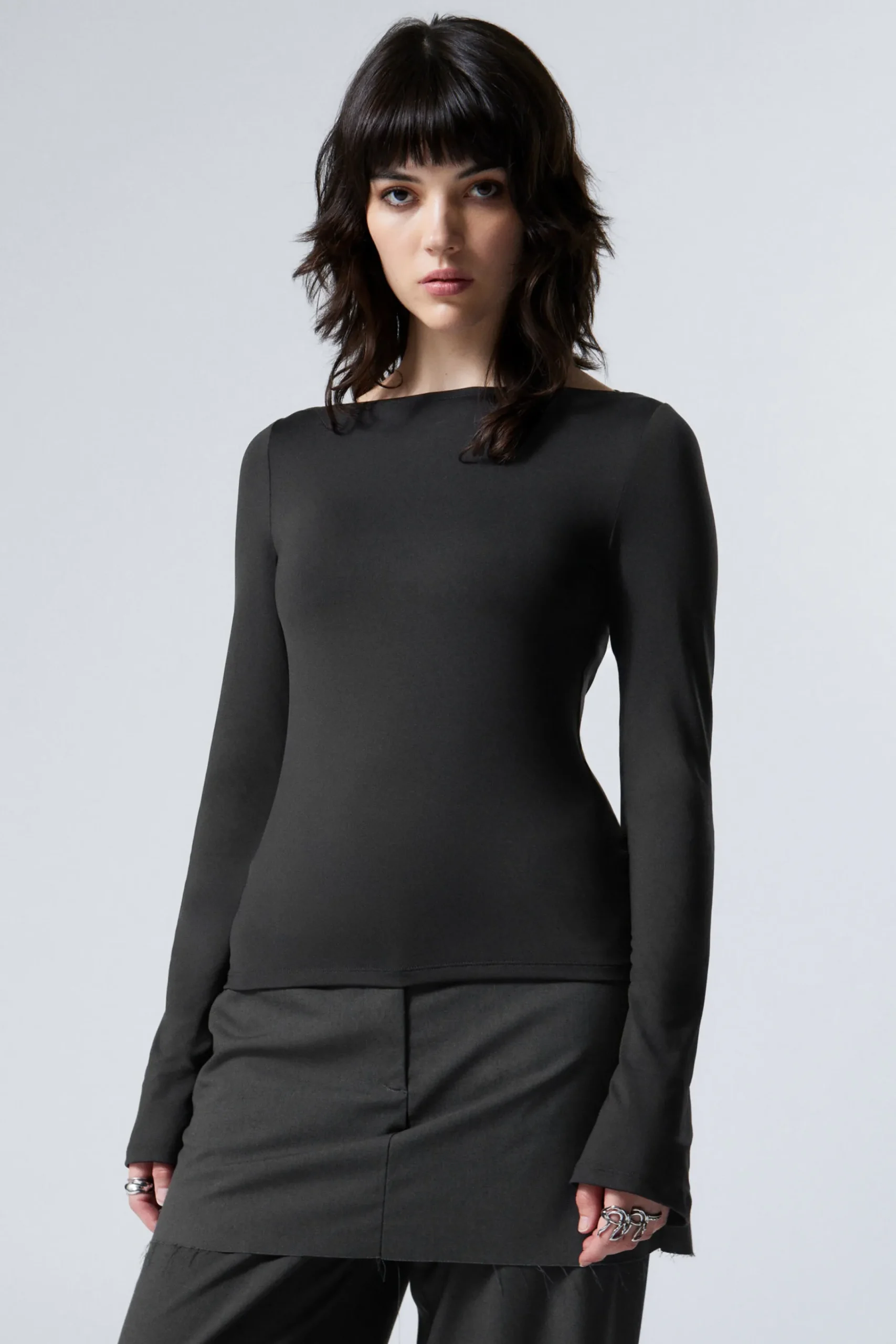 Weekday ANNIE LONG-SLEEVED BOAT-NECK TOP>Women Tops