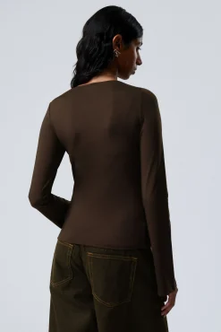 Weekday ANNIE LONG-SLEEVED BOAT-NECK TOP><noscript><img width=