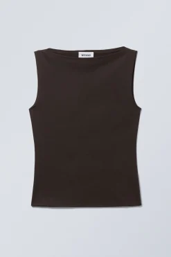 Weekday ANNIE SLEEVELESS BOAT-NECK TOP><noscript><img width=