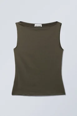 Weekday ANNIE SLEEVELESS BOAT-NECK TOP><noscript><img width=