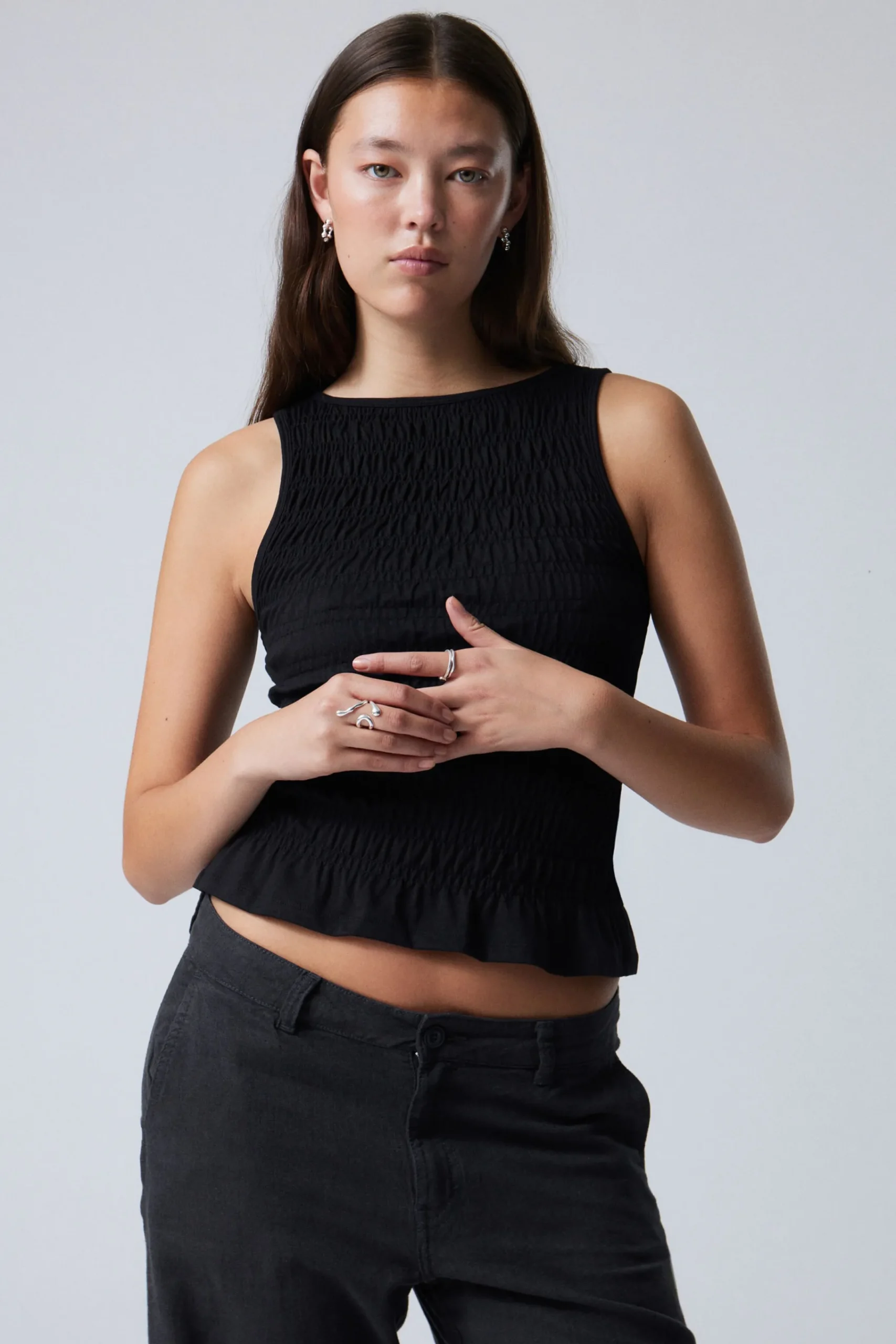 Weekday ANNIE SMOCKED BOAT-NECK TOP>Women Tops