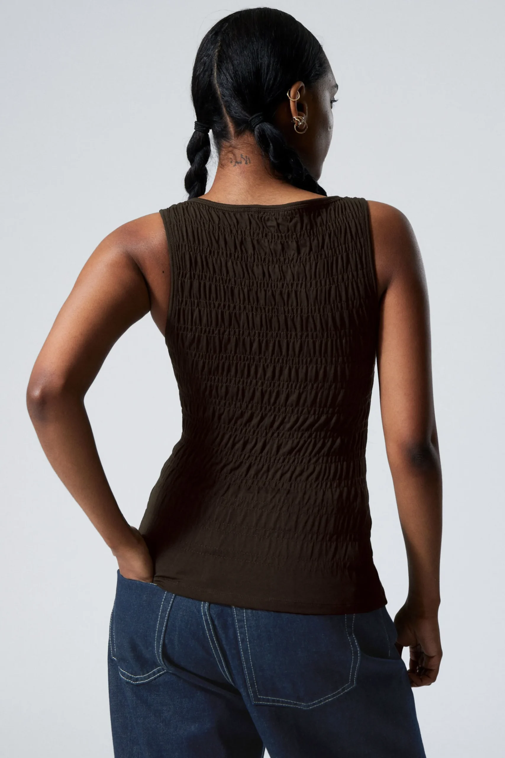 Weekday ANNIE SMOCKED BOAT-NECK TOP>Women Tops