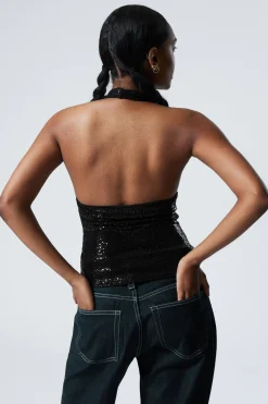 Weekday DEEP SEQUIN HALTERNECK TOP><noscript><img width=