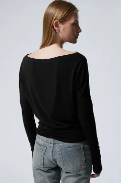 Weekday DRAPED LONG-SLEEVED LYOCELL TOP><noscript><img width=