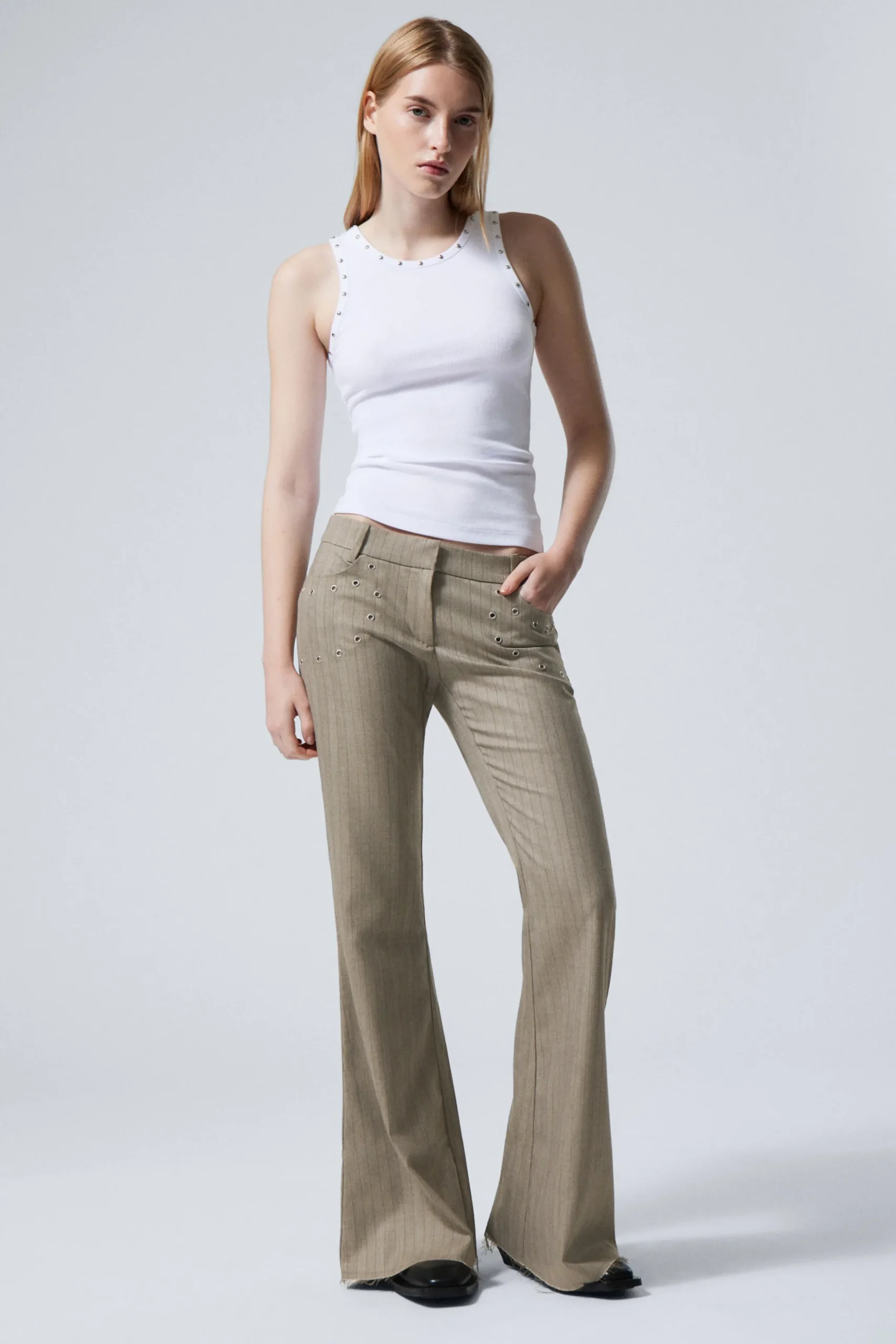 Weekday FLARED EYELET SUIT TROUSERS>Women Trousers