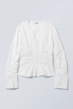 Weekday GATHERED POPLIN V-NECK SHIRT>Women Blouses & Shirts