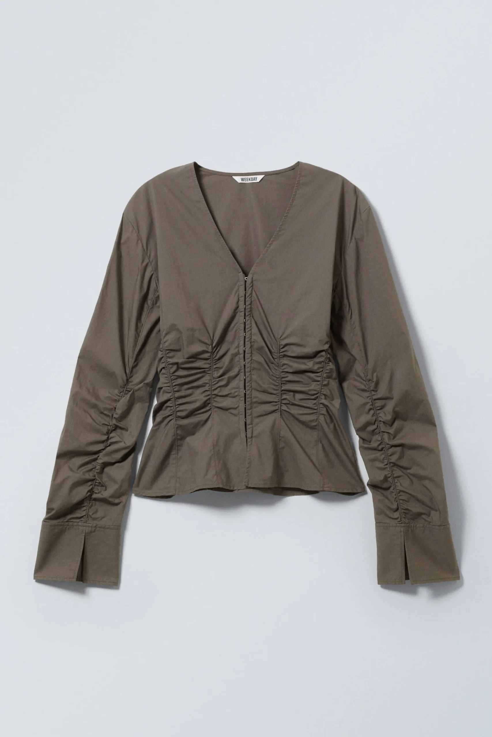 Weekday GATHERED POPLIN V-NECK SHIRT>Women Blouses & Shirts