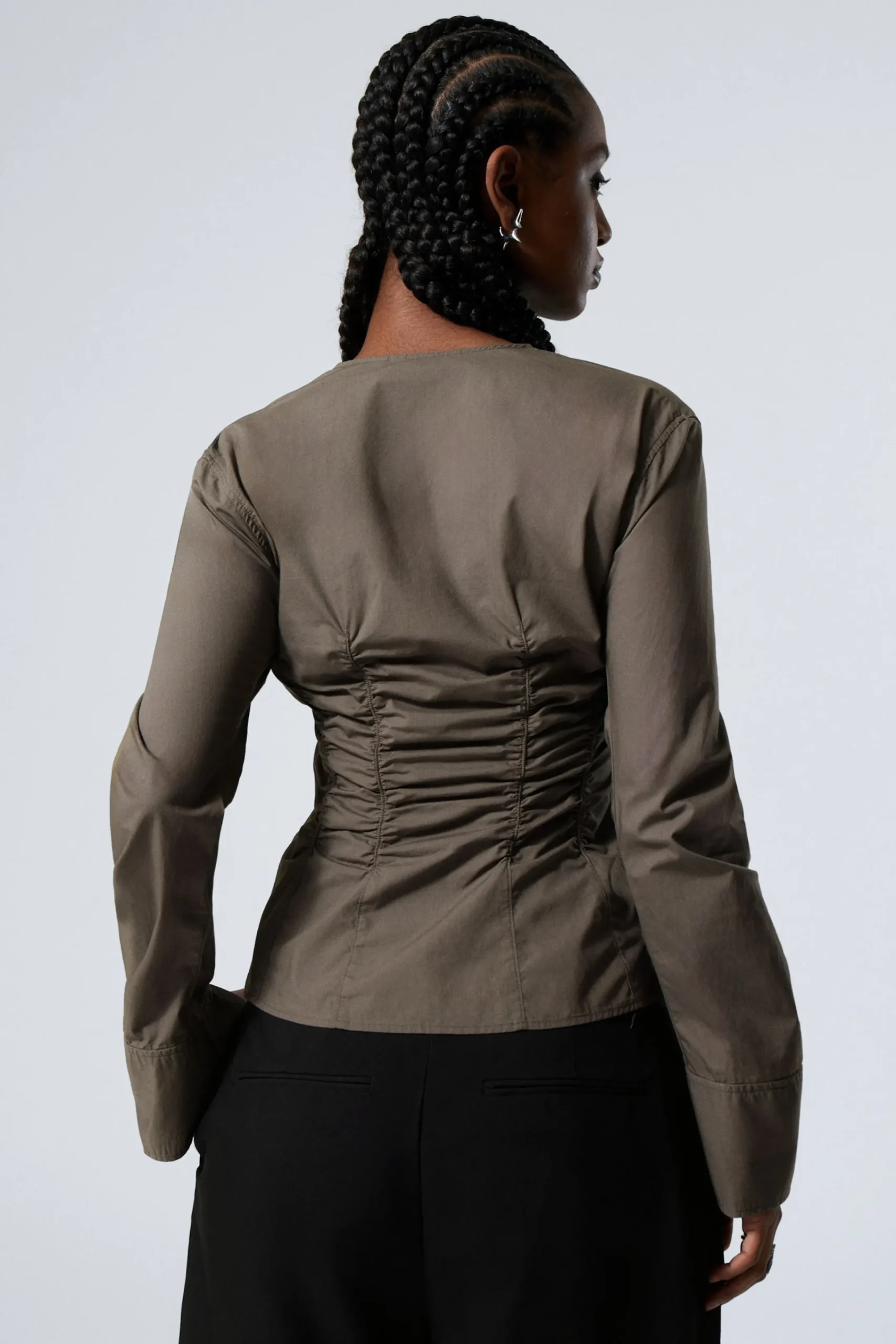 Weekday GATHERED POPLIN V-NECK SHIRT>Women Blouses & Shirts