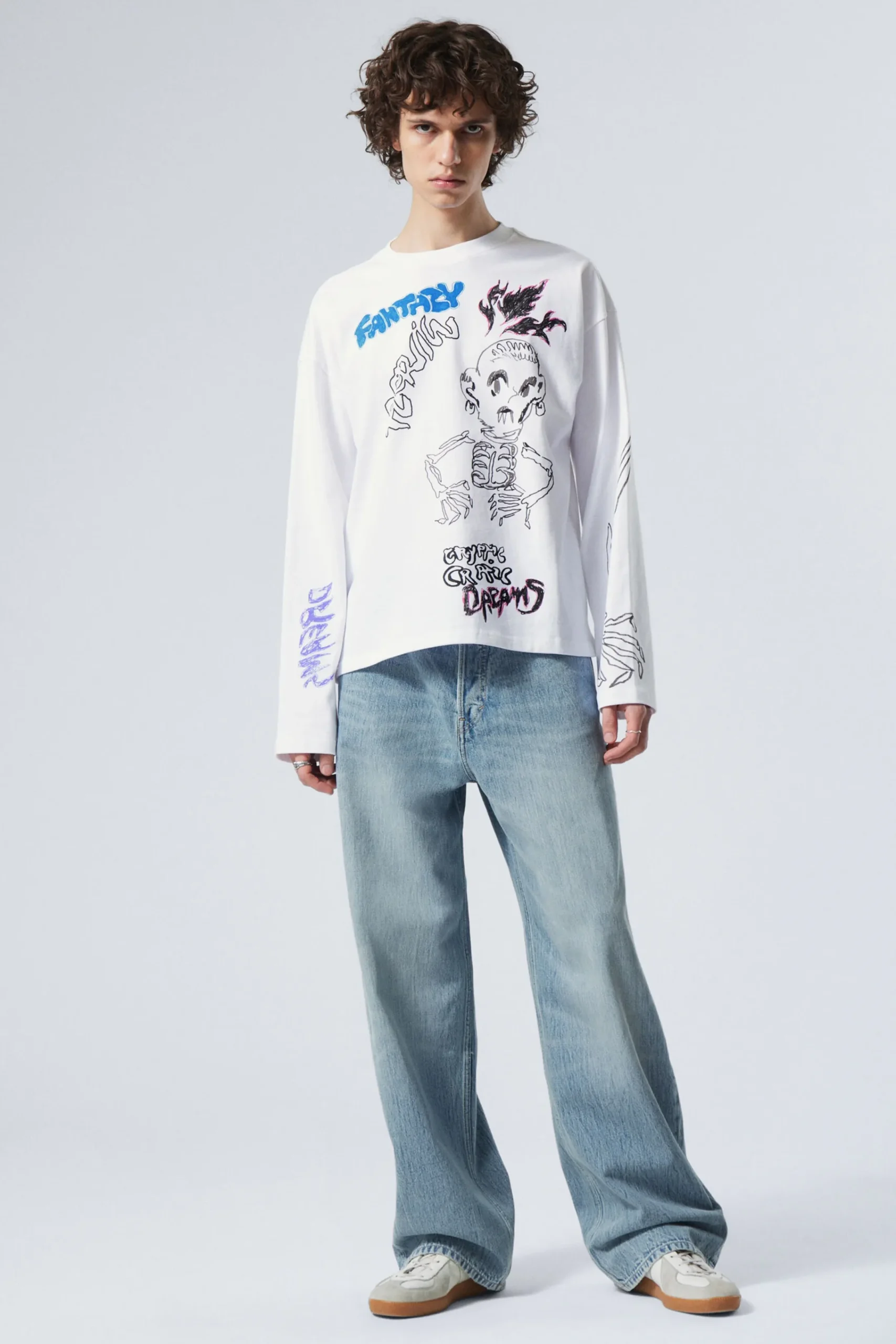 Weekday GREAT BOXY GRAPHIC LONG SLEEVE T-SHIRT> Graphics|T-Shirts & Tops