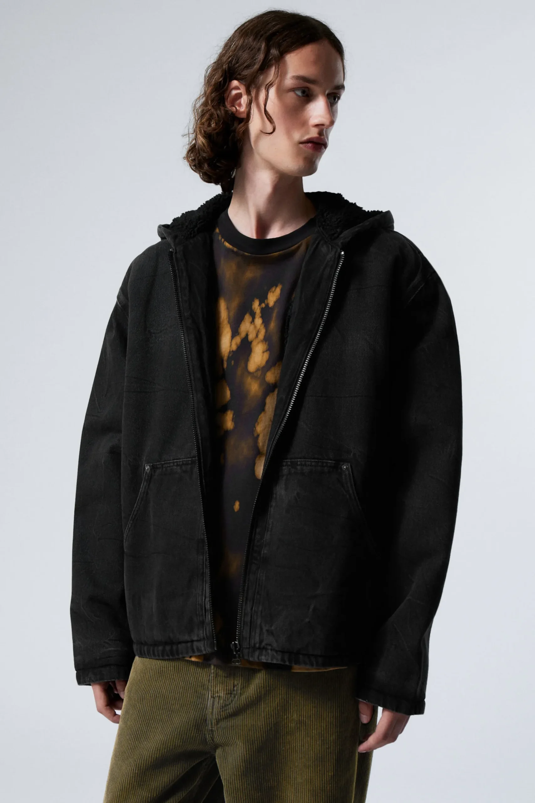 Weekday HOODED DENIM PILE JACKET> Jackets & Coats