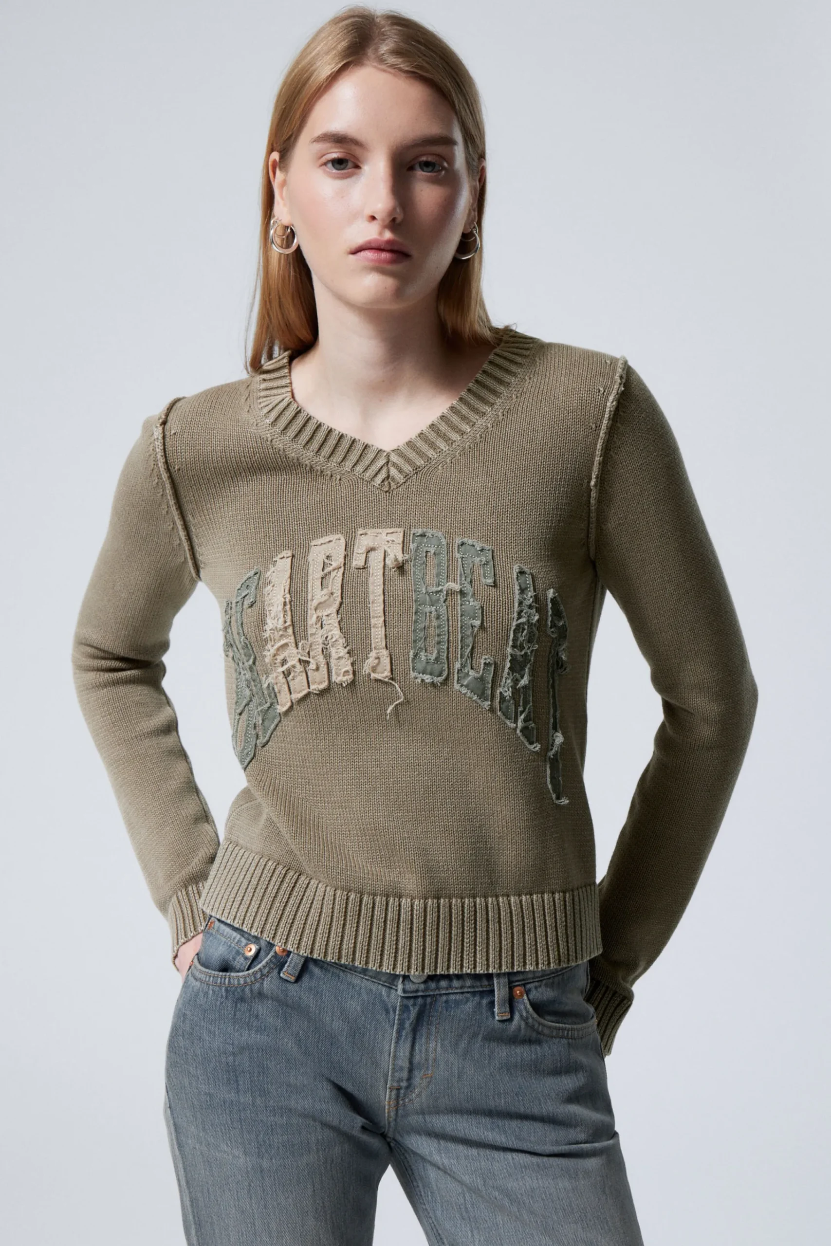 Weekday KNITTED PATCH-PRINT COTTON SWEATER>Women Knitwear