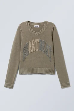 Weekday KNITTED PATCH-PRINT COTTON SWEATER><noscript><img width=