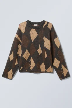 Weekday KNITTED TWISTED ARGYLE SWEATER><noscript><img width=