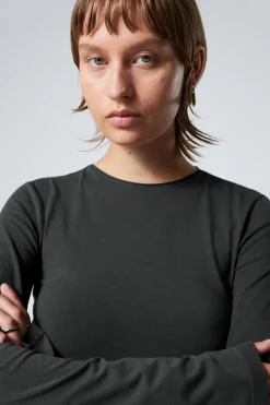 Weekday LONG SLEEVE COTTON TOP>Women Basics|Tops