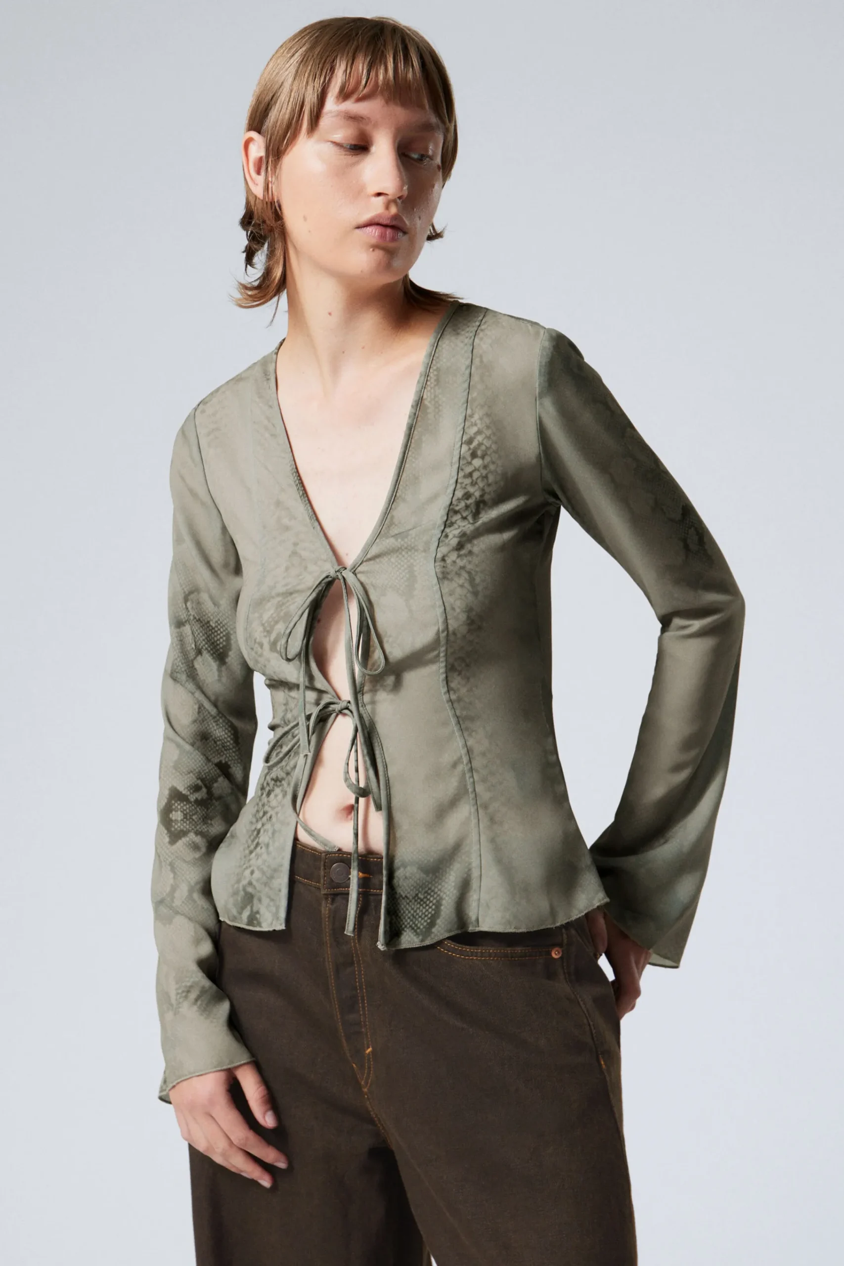 Weekday LONG SLEEVE TIE BLOUSE>Women Blouses & Shirts