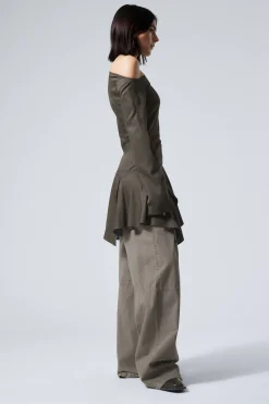 Weekday LONG-SLEEVED ASYMMETRIC MINI DRESS><noscript><img width=