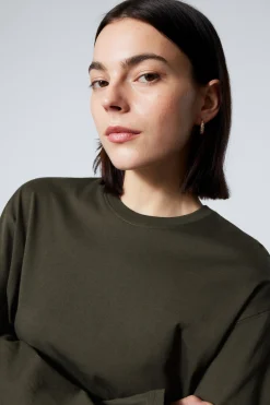 Weekday LONG-SLEEVED BOXY COTTON T-SHIRT>Women Basics|T-Shirts