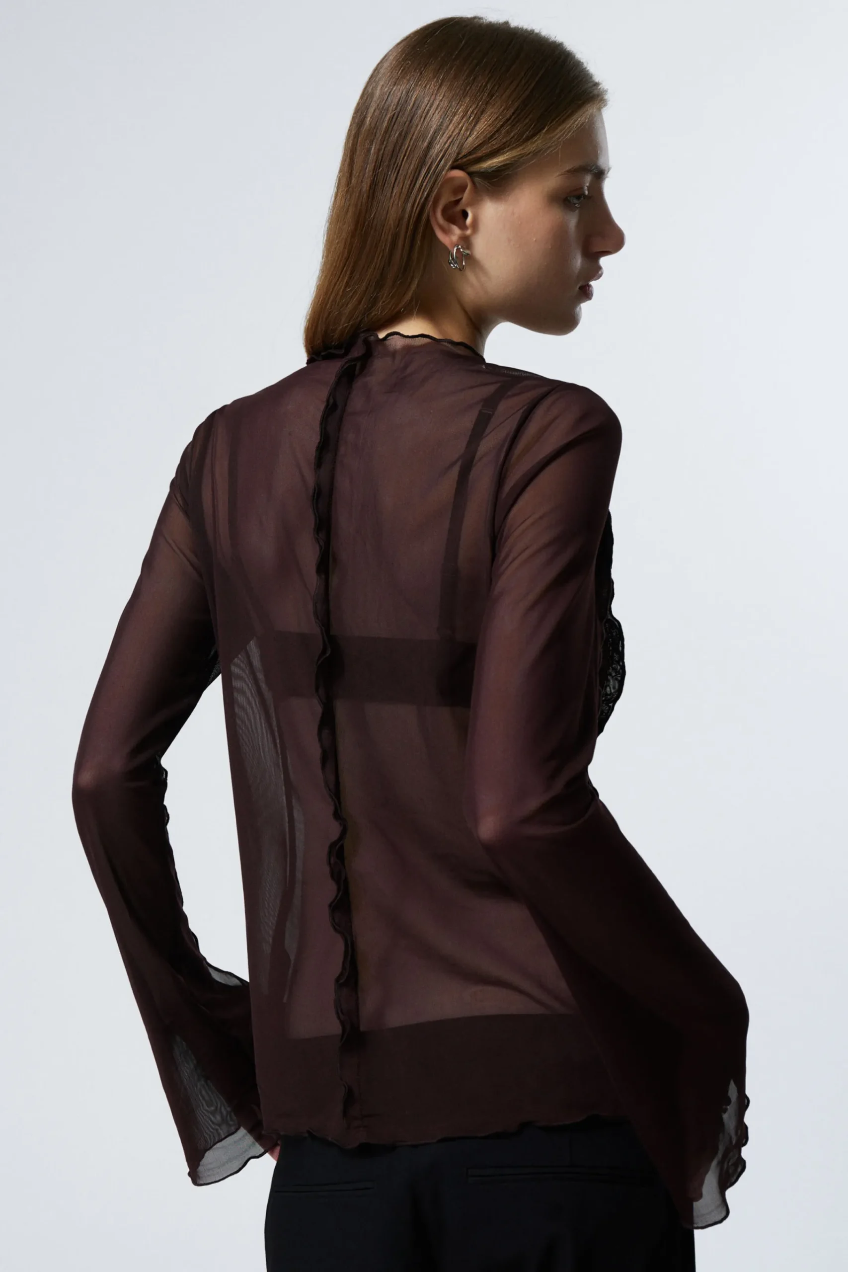 Weekday LONG-SLEEVED MESH TIE TOP>Women Blouses & Shirts