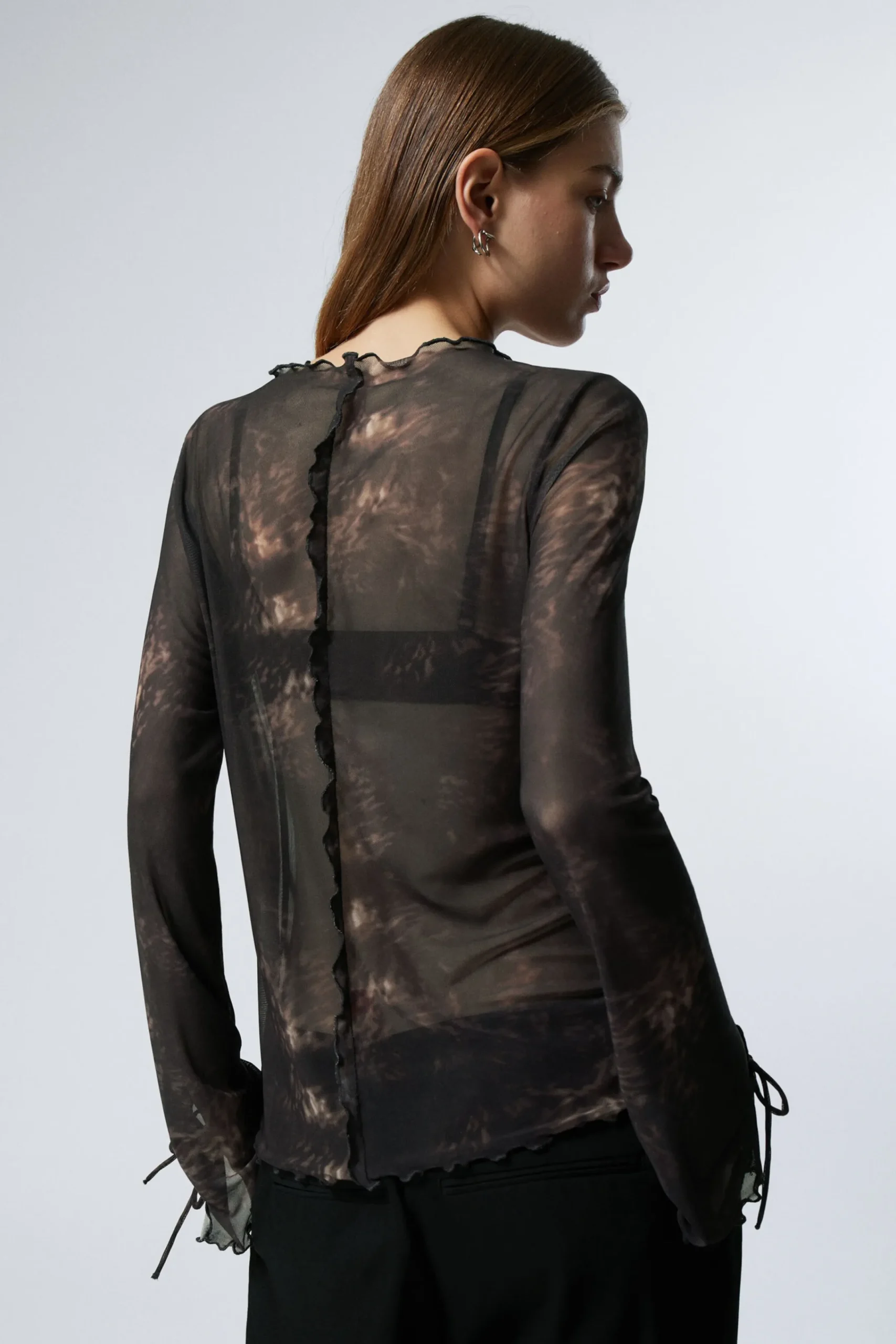 Weekday LONG-SLEEVED MESH TIE TOP>Women Blouses & Shirts