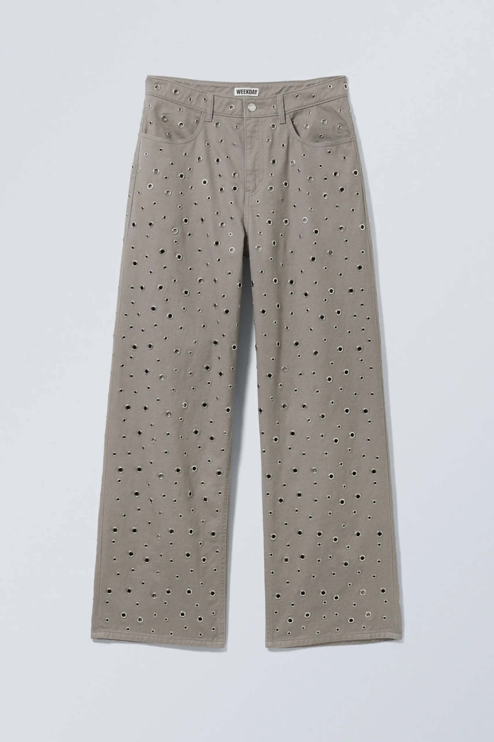 Weekday LOW WAIST LOOSE WIDE LEG EYELET TWILL TROUSERS>Women Trousers