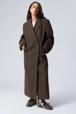 Weekday OVERSIZED DOUBLE-BREASTED WOOL-BLEND COAT><noscript><img width=