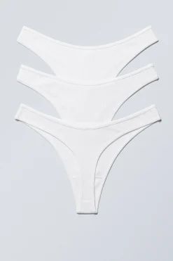 Weekday 3-PACK RIB COTTON THONGS>Women Underwear