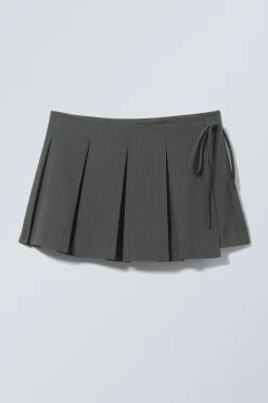 Weekday PLEATED MINI WRAP SKIRT><noscript><img width=