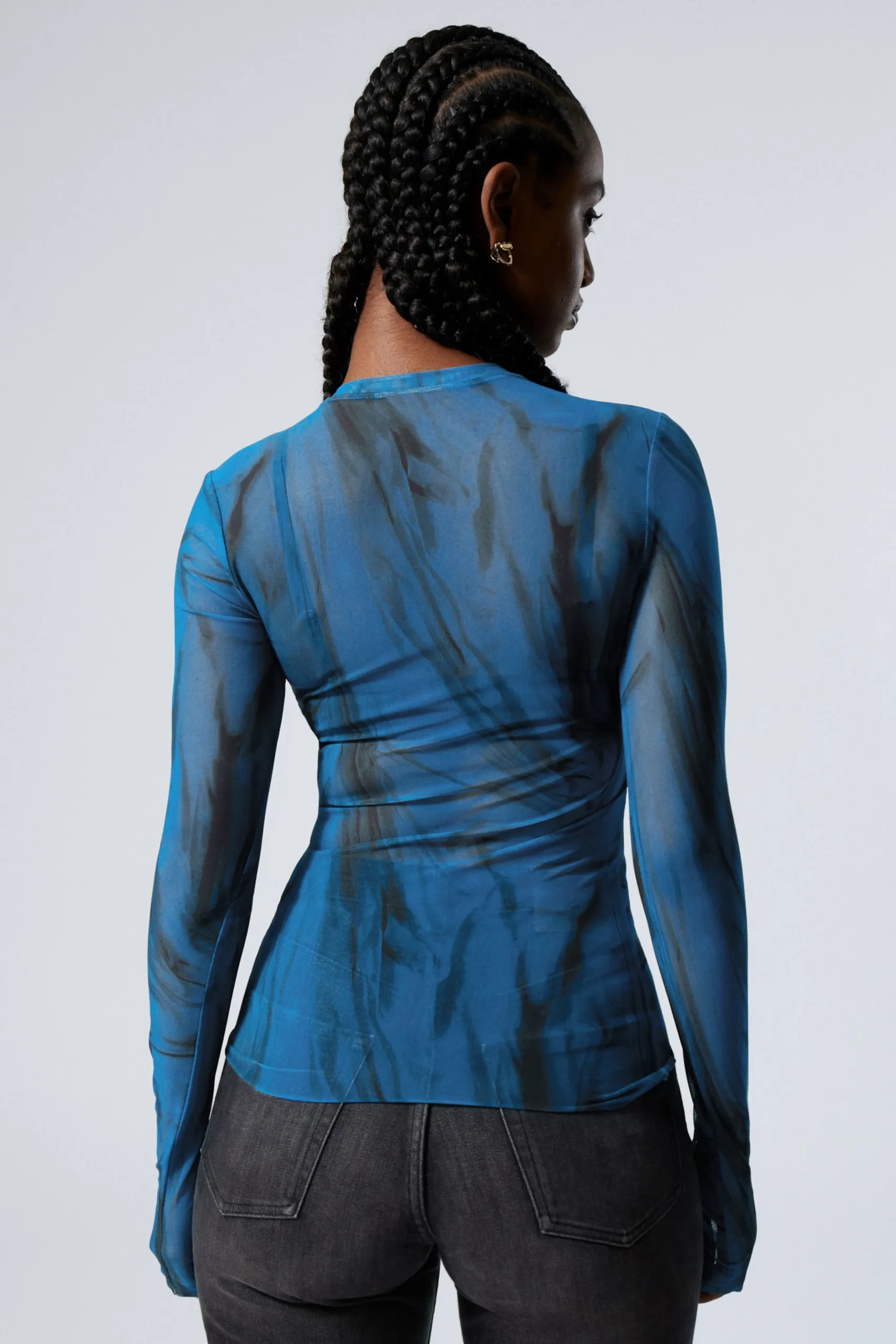 Weekday PRINTED LONG SLEEVE MESH TOP>Women Tops
