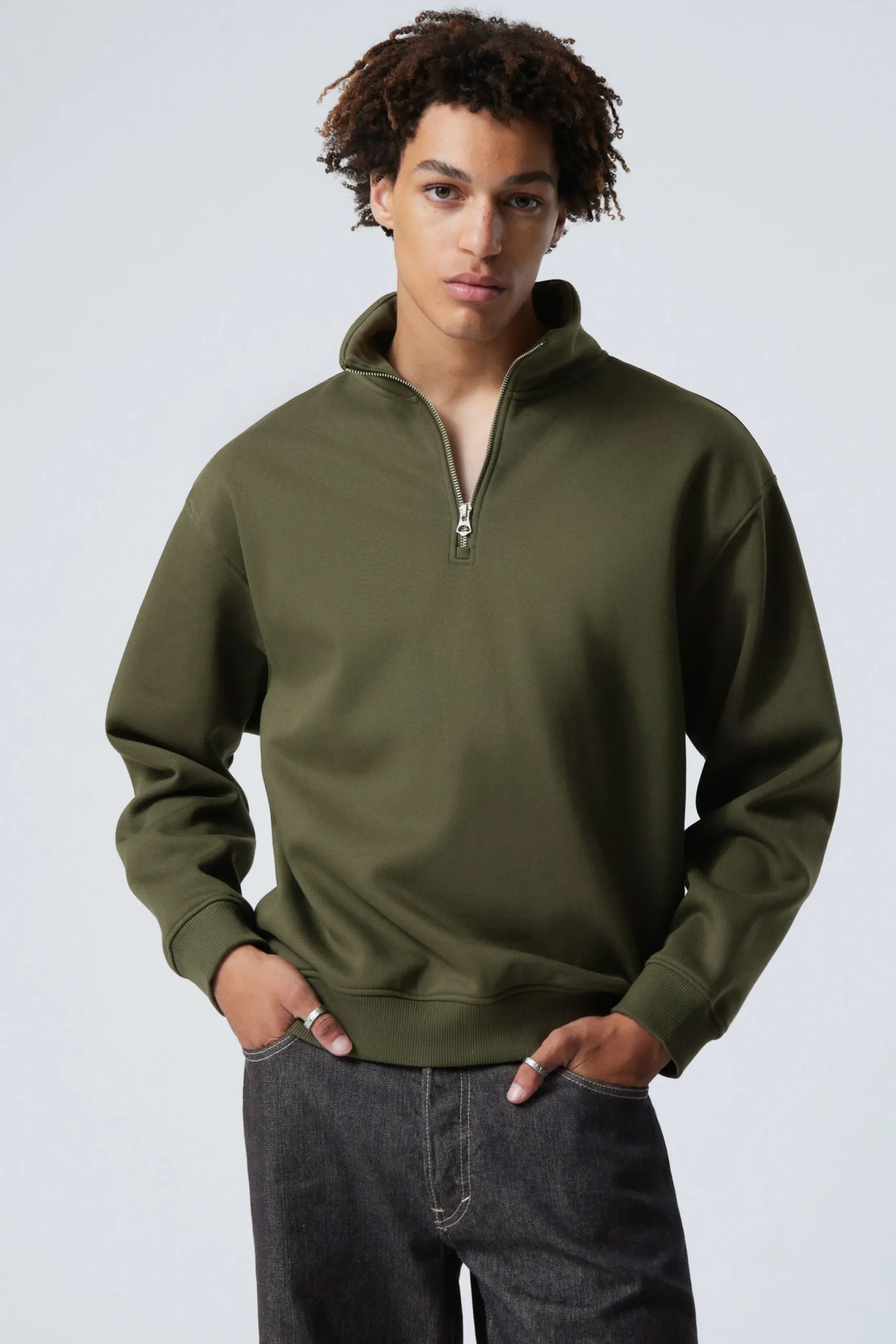 Weekday RELAXED HEAVY HALF ZIP SWEATER> Sweatshirts|Basics