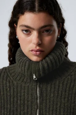 Weekday RIB-KNIT HALF-ZIP TURTLENECK SWEATER>Women Knitwear