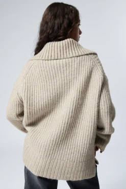 Weekday RIB-KNIT HALF-ZIP TURTLENECK SWEATER><noscript><img width=