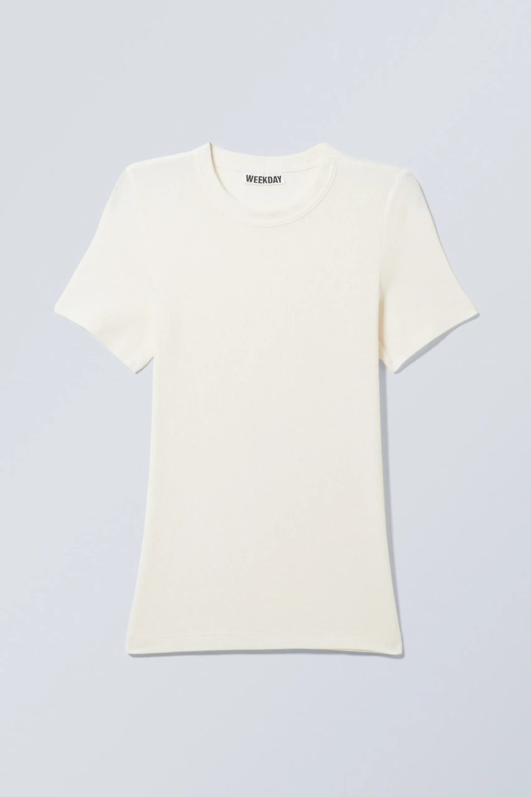 Weekday SHEER RIB SHORT SLEEVE T-SHIRT>Women Basics|T-Shirts