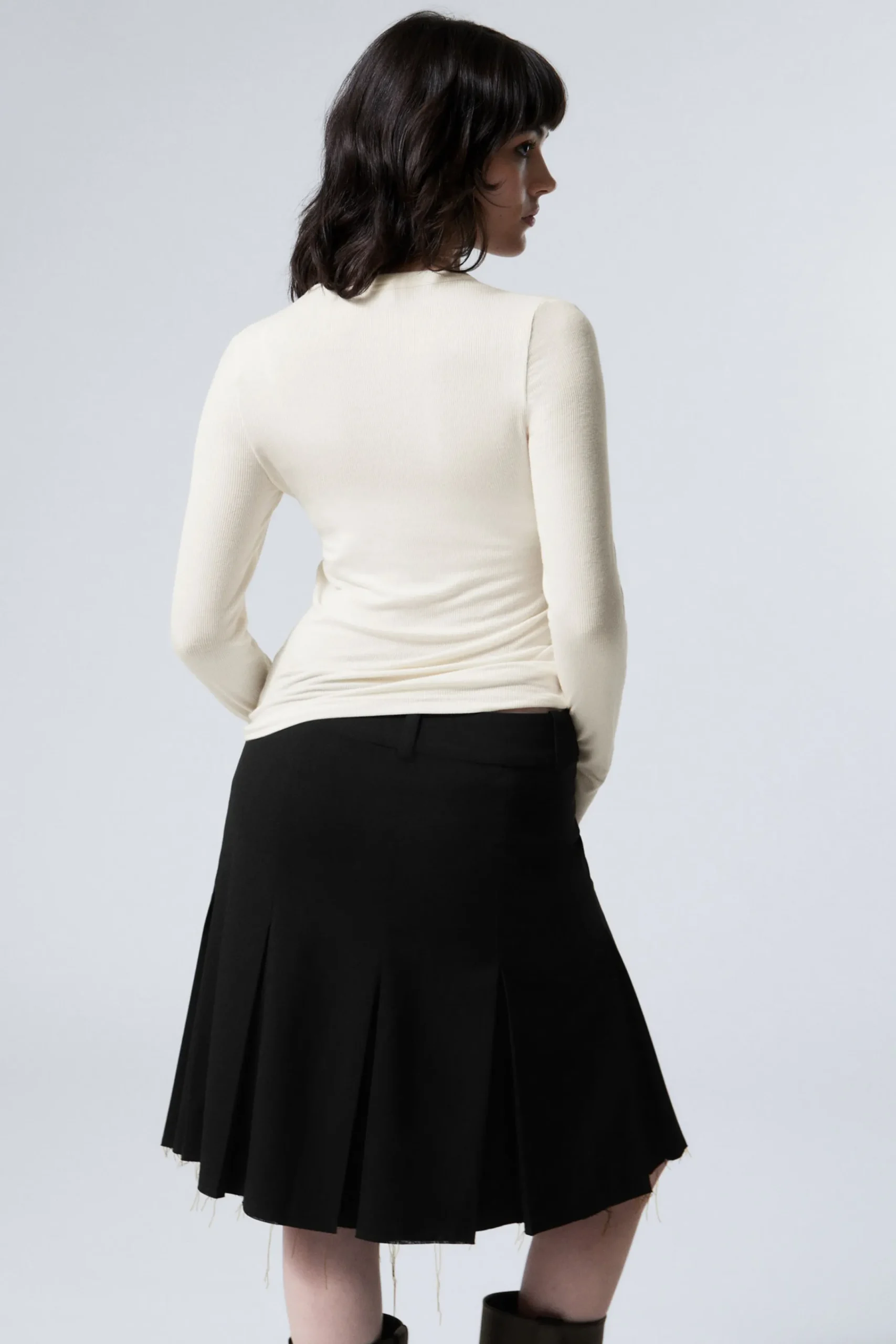 Weekday SHEER RIBBED LONG SLEEVE TOP>Women Basics|Tops