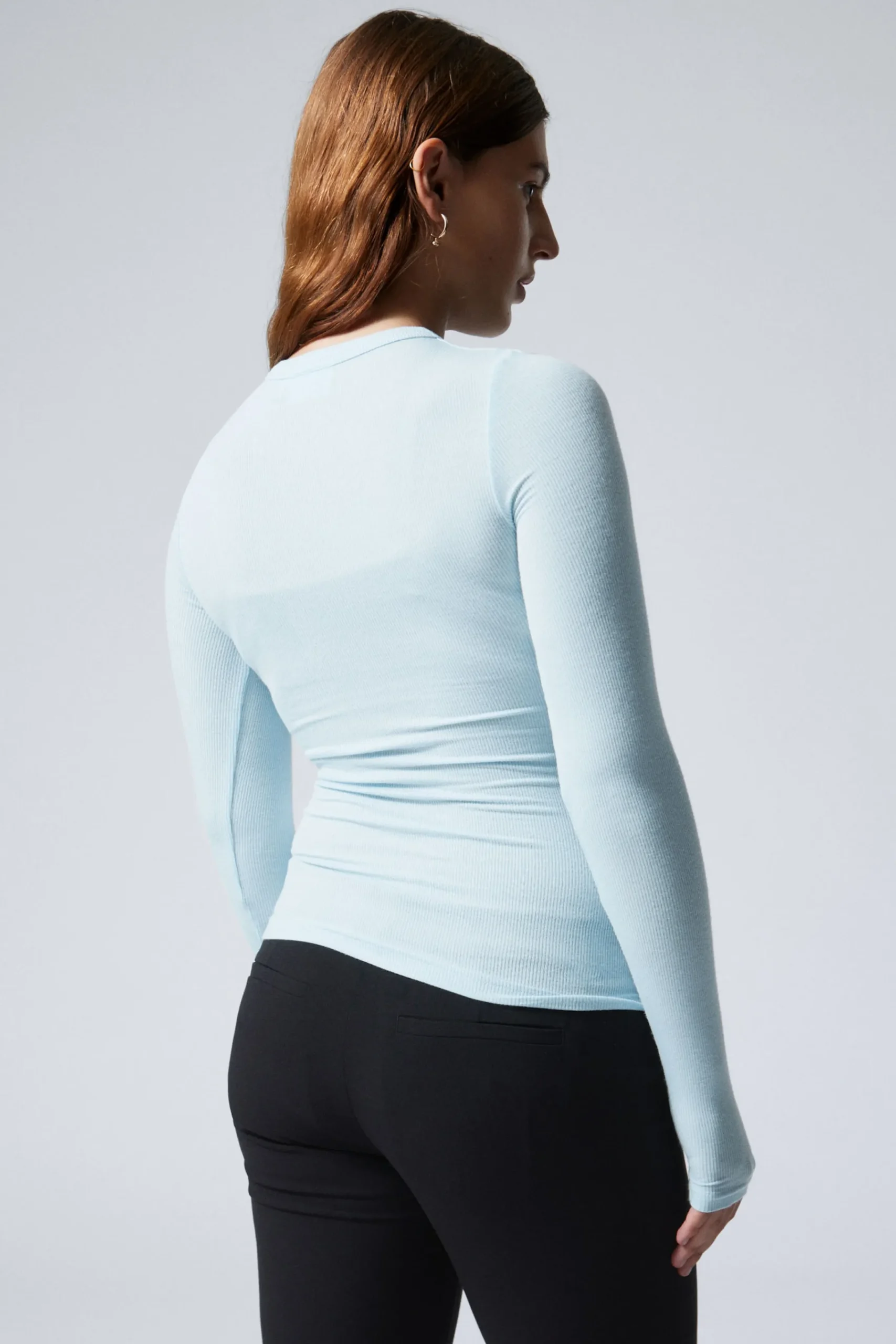 Weekday SHEER RIBBED LONG SLEEVE TOP>Women Basics