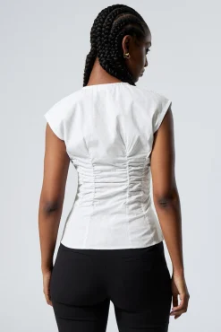 Weekday SLEEVELESS GATHERED POPLIN TOP><noscript><img width=