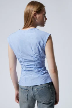 Weekday SLEEVELESS GATHERED POPLIN TOP><noscript><img width=