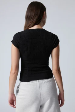 Weekday STRUCTURED SHORT SLEEVE COTTON TOP><noscript><img data-lazyloaded=