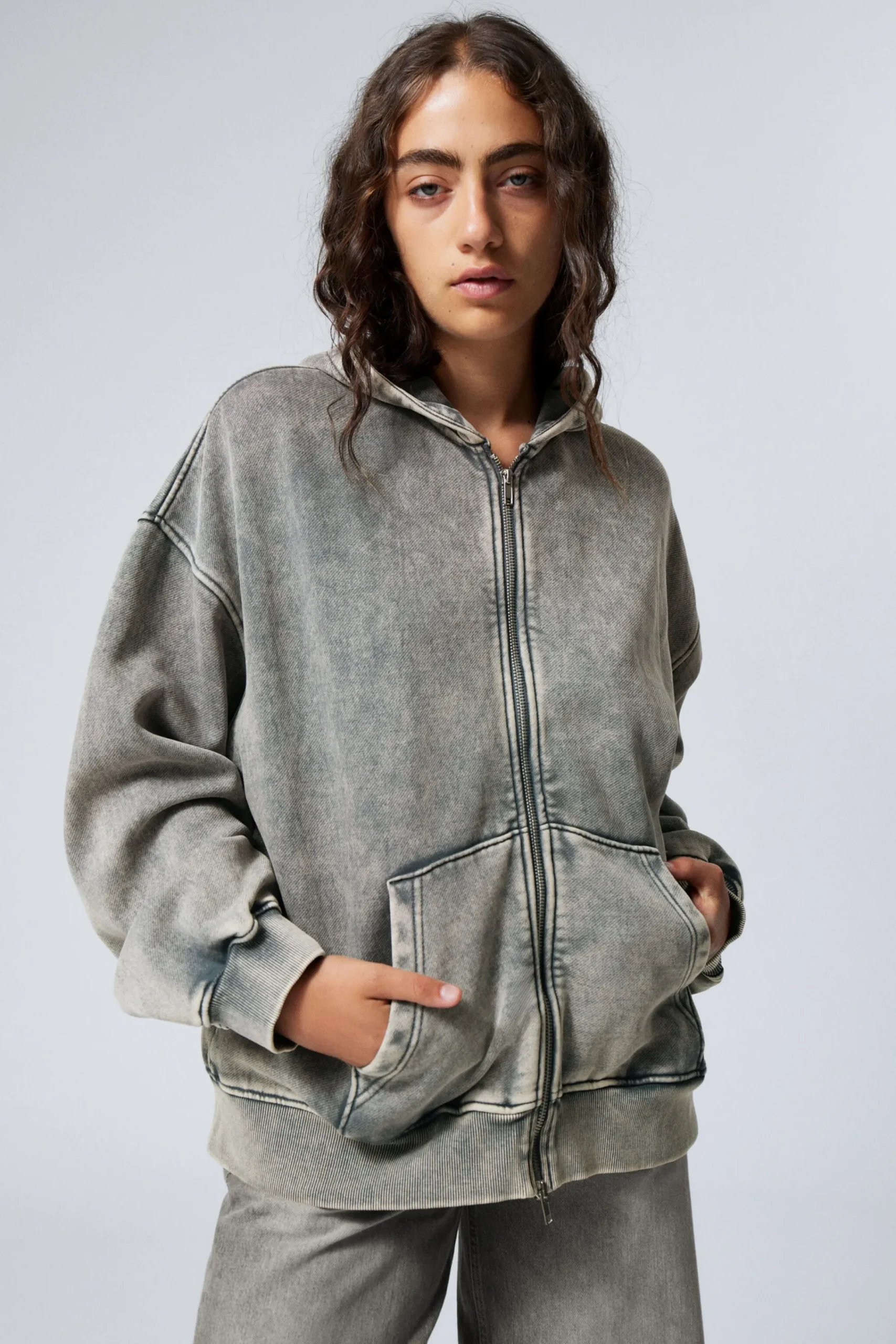 Weekday WASHED LOOSE FIT ZIP HOODIE>Women Hoodies