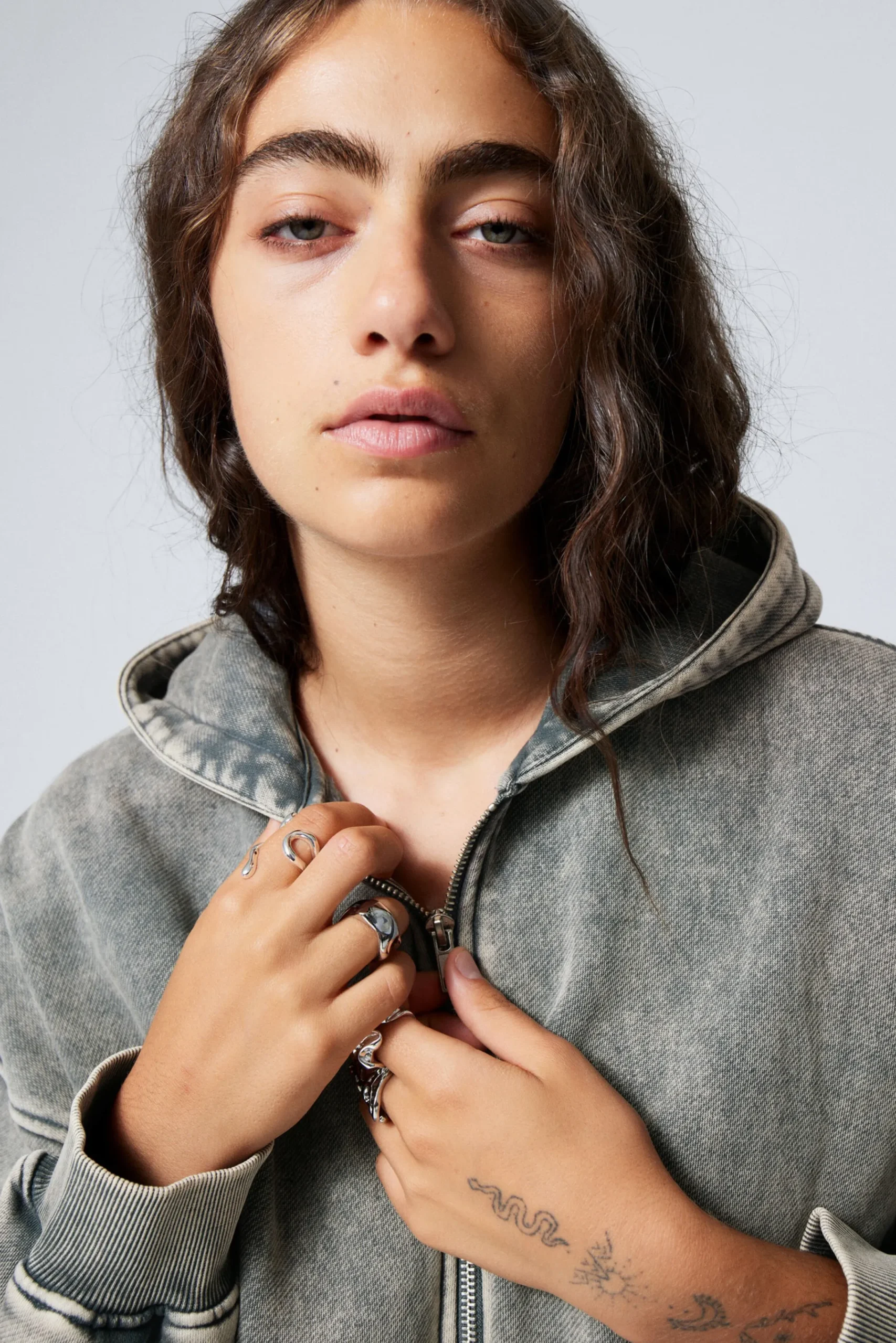 Weekday WASHED LOOSE FIT ZIP HOODIE>Women Hoodies