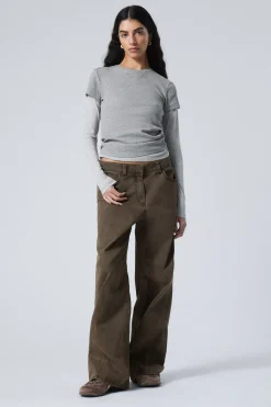 Weekday WASHED WIDE COTTON TROUSERS>Women Trousers