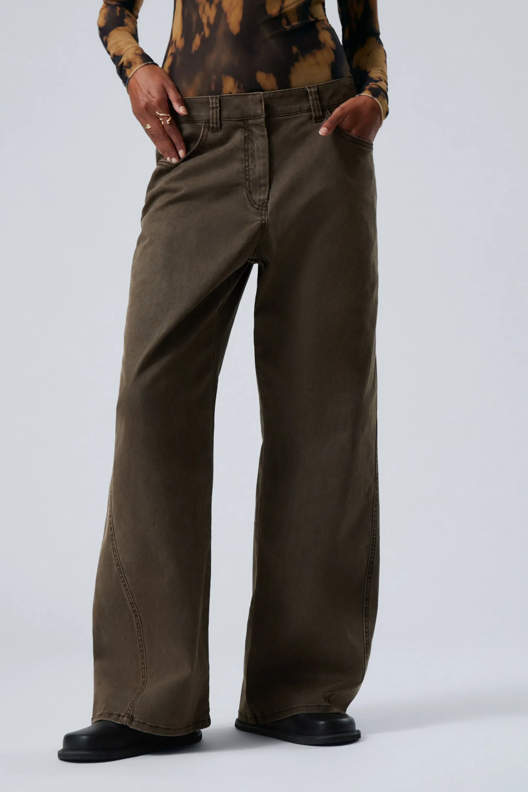 Weekday WASHED WIDE COTTON TROUSERS>Women Trousers