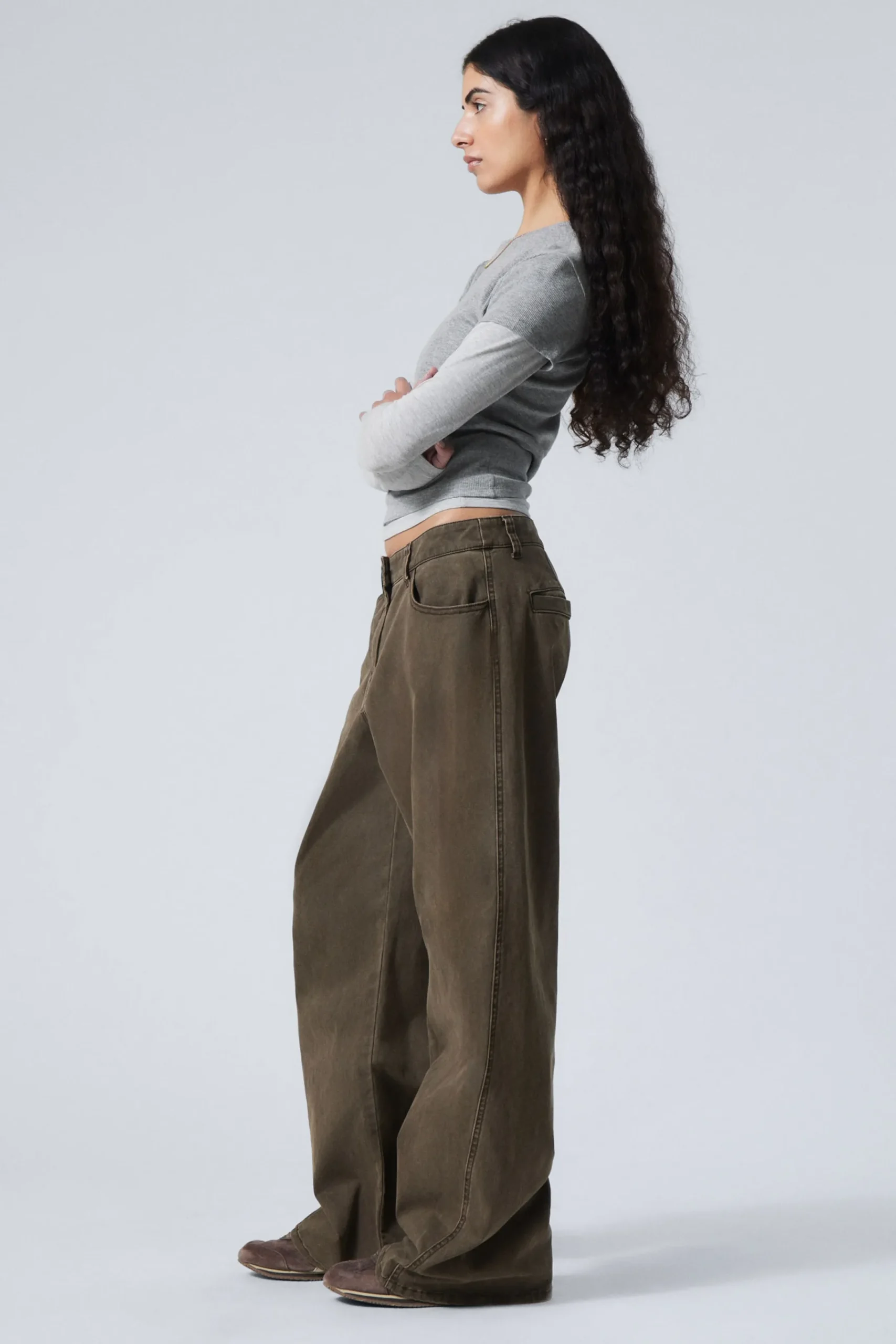 Weekday WASHED WIDE COTTON TROUSERS>Women Trousers